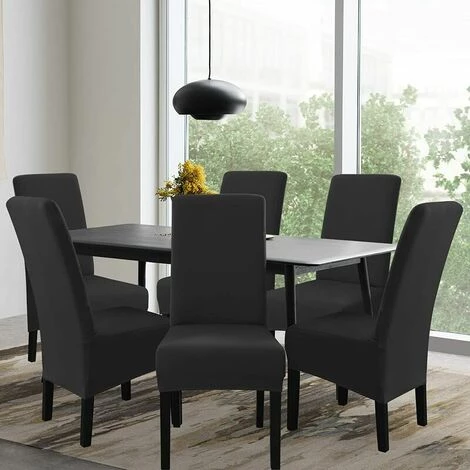Cisea Housses De Chaises 6 Pièces Grand Taille Noir,Housses Pour Chaises De Salle A Manger Universelle, Couverture Couvre De Chaise Salon Moderne Pour Mariage Reunion 4 Cisea Housses De Chaises 6 Pièces Grand Taille Noir,Housses Pour Chaises De Salle A Manger Universelle, Couverture Couvre De Chaise Salon Moderne Pour Mariage Reunion – Image 2
