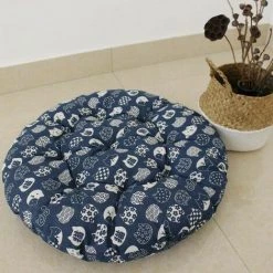 TANèTUE Coussin De Chaise Rond En Coton 40x40cm Coussin Plus épais Tapis De Siège De Bureau Chat Bleu -banc et tabouret Soldes Boutique 67428359 5