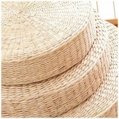 TANèTUE Coussin Rond En Herbe Tissée - Coussin De Chaise Tatami - Coussin De Yoga - 40 X 9,9 Cm -banc et tabouret Soldes Boutique 67428925 4