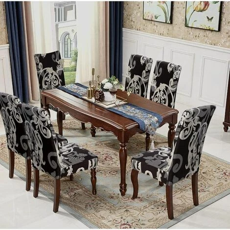 GROUPM 4PCS Home Chair Cover One Piece Elastic Cover Pattern Chair Cover Universal 6 GROUPM 4PCS Home Chair Cover One Piece Elastic Cover Pattern Chair Cover Universal – Image 4