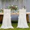 ENLENK 2 Pièces Housse De Chaise Mariage En Tulle Blanc Romantique Duveteux Couverture Tulle Mariage Décoration De Ceremonie Fête Anniversaire 260 * 150cm -banc et tabouret Soldes Boutique 67581967 1