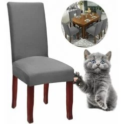 ECHOO Housse De Chaise Extensible Housses De Chaise Haut Dossier Elastiques Housse De Protection Pour Salle à Manger H?tel (Gris, 6pièces)