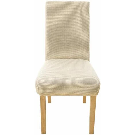FLYME 4 PCS Stretch Jacquard Chaise Protecteur Élastique Spandex Housses Housses De Chaise, Beige 3 FLYME 4 PCS Stretch Jacquard Chaise Protecteur Élastique Spandex Housses Housses De Chaise, Beige