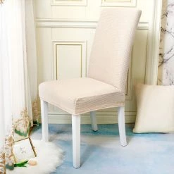 FLYME 4 PCS Stretch Jacquard Chaise Protecteur Élastique Spandex Housses Housses De Chaise, Beige 11 FLYME 4 PCS Stretch Jacquard Chaise Protecteur Élastique Spandex Housses Housses De Chaise, Beige -banc et tabouret Soldes Boutique 67635858 5