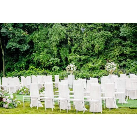 FLYME 2 Pièces Housse De Chaise Mariage En Tulle Blanc Romantique Duveteux Couverture Tulle Mariage Décoration De Ceremonie Fête Anniversaire 260 * 150cm 7 FLYME 2 Pièces Housse De Chaise Mariage En Tulle Blanc Romantique Duveteux Couverture Tulle Mariage Décoration De Ceremonie Fête Anniversaire 260 * 150cm – Image 5