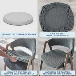 FLYME Siège En Polyester Coussin Protecteur Tabourets Amovible Stretch Slipcovers Housse Assise Chaise Cuir Housse De Chaise De Bureau Démontable Pour Décoration Maison Hôtel Mariage Réunion Noël Etc -banc et tabouret Soldes Boutique 67637350 5