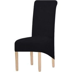 FLYME Grande Housse De Chaise De Salle à Manger Jacquard Extensible(Noir,2 Pièces)
