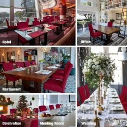 ENLENK Housse De Chaise De Salle à Manger Moderne Extensible Lavable élastique Housse De Chaise Décor Hôtel Restaurant Conférence Fête Mariage Banquet 1 Pièce (vin Rouge) -banc et tabouret Soldes Boutique 67678271 5