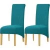 ENLENK Grande Housse De Chaise épaisse à Dossier Haut En Polaire Extensible Pour Chaise De Salle à Manger, Cuisine, Banquet, Décoration D'intérieur, Lot De 2, Bleu Paon -banc et tabouret Soldes Boutique 67678540 1