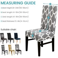 ENLENK Housse De Chaise, Housses De Chaise De Salle à Manger Extensibles, Housse De Protection Pour Chaise à Dossier Haut, Housses De Siège élastiques Pour Salle à Manger, Mariage, Banquet, Décoration De Fête (gris + Blanc, 4 Pièces) -banc et tabouret Soldes Boutique 67678714 3