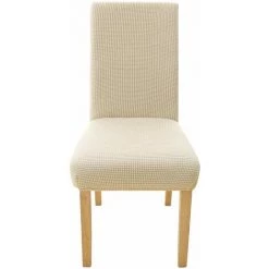 ENLENK 4 PCS Stretch Jacquard Chaise Protecteur Élastique Spandex Housses Housses De Chaise， Beige