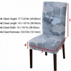 ENLENK Housses De Siège De Chaise De Salle à Manger Lot De 6 Housses De Chaise De Salle à Manger En Feuille De Ginkgo Gris Et Blanc Housses De Chaise Extensibles En élasthanne Doux Lavable Amovibles Pour La Décoration De Fête De Banquet De Mariage De Salle à Man -banc et tabouret Soldes Boutique 67681293 3
