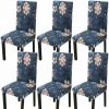 ENLENK Housses De Chaise De Salle à Manger Florales Lot De 6 Housses De Chaise De Salle à Manger Bleu Marine Housses De Siège De Chaise Amovibles Et Lavables En élasthanne Doux Pour La Décoration De Fête De Banquet De Mariage De Salle à Manger -banc et tabouret Soldes Boutique 67683526 1
