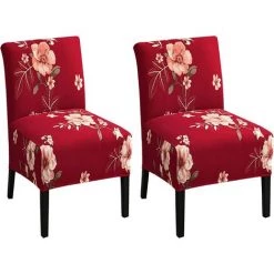 AOUGO Pièces Housse De Chaise Sans Accoudoirs Imprimée Housse De Chaise D'appoint Sans Accoudoirs Amovible Housse De Chaise D'appoint Amovible Pour Salon, Salle à Manger, Chaise D'appoint Sans Accoudoirs D'hôtel,08