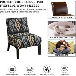 AOUGO Housse De Chaise Imprimée Sans Accoudoirs Housse De Chaise D'appoint Extensible Sans Accoudoirs Housse De Chaise D'appoint Amovible Pour Salon, Salle à Manger, Chaise D'appoint Sans Accoudoirs D'hôtel,01 -banc et tabouret Soldes Boutique 67703997 3