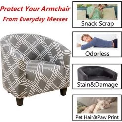 AOUGO Housse De Chaise Club, Housse De Chaise De Baignoire Très Extensible Amovible Et Lavable, Housse De Canapé, Protection De Meubles Pour Salon -banc et tabouret Soldes Boutique 67704069 3