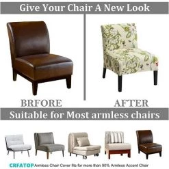 AOUGO Housse De Chaise Imprimée Sans Accoudoirs Housse De Chaise D'appoint Extensible Sans Accoudoirs Housse De Chaise D'appoint Amovible Pour Salon, Salle à Manger, Chaise D'appoint Sans Accoudoirs D'hôtel,06 -banc et tabouret Soldes Boutique 67704084 5