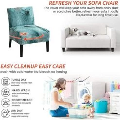AOUGO Housse De Chaise Imprimée Sans Accoudoirs Housse De Chaise D'appoint Extensible Sans Accoudoirs Housse De Chaise D'appoint Amovible Pour Salon, Salle à Manger, Chaise D'appoint Sans Accoudoirs D'hôtel,02 -banc et tabouret Soldes Boutique 67704275 4