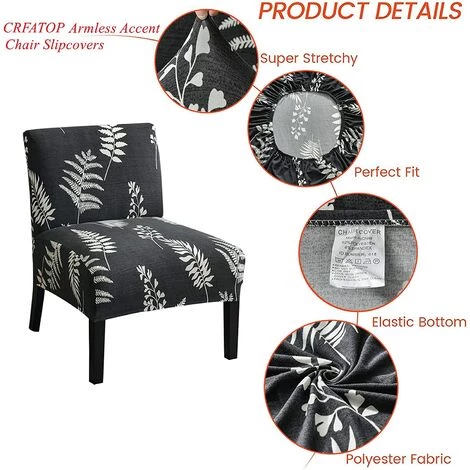 AOUGO 2 Pièces Housse De Chaise Sans Accoudoirs Imprimée Housse De Chaise D'appoint Sans Accoudoirs Amovible Housse De Chaise D'appoint Amovible Pour Salon, Salle à Manger, Chaise D'appoint Sans Accoudoirs D'hôtel,19 4 AOUGO 2 Pièces Housse De Chaise Sans Accoudoirs Imprimée Housse De Chaise D'appoint Sans Accoudoirs Amovible Housse De Chaise D'appoint Amovible Pour Salon, Salle à Manger, Chaise D'appoint Sans Accoudoirs D'hôtel,19 – Image 2