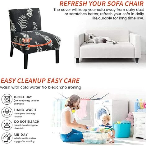 AOUGO 2 Pièces Housse De Chaise Sans Accoudoirs Imprimée Housse De Chaise D'appoint Sans Accoudoirs Amovible Housse De Chaise D'appoint Amovible Pour Salon, Salle à Manger, Chaise D'appoint Sans Accoudoirs D'hôtel,19 6 AOUGO 2 Pièces Housse De Chaise Sans Accoudoirs Imprimée Housse De Chaise D'appoint Sans Accoudoirs Amovible Housse De Chaise D'appoint Amovible Pour Salon, Salle à Manger, Chaise D'appoint Sans Accoudoirs D'hôtel,19 – Image 4