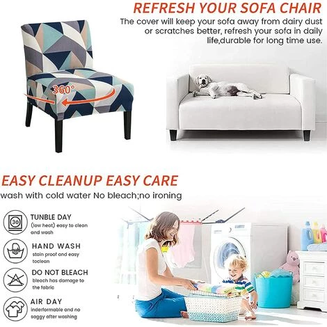 AOUGO 2 Pièces Housse De Chaise Sans Accoudoirs Imprimée Housse De Chaise D'appoint Sans Accoudoirs Amovible Housse De Chaise D'appoint Amovible Pour Salon, Salle à Manger, Chaise D'appoint Sans Accoudoirs,07 6 AOUGO 2 Pièces Housse De Chaise Sans Accoudoirs Imprimée Housse De Chaise D'appoint Sans Accoudoirs Amovible Housse De Chaise D'appoint Amovible Pour Salon, Salle à Manger, Chaise D'appoint Sans Accoudoirs,07 – Image 4