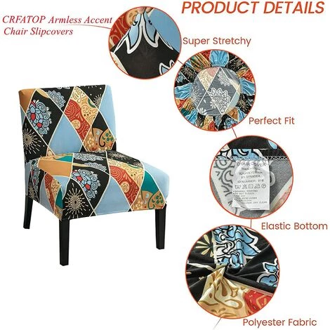 AOUGO 2 Pièces Housse De Chaise Sans Bras Imprimée Housse De Chaise D'appoint Sans Bras Housse De Chaise D'appoint Amovible Pour Salon Salle à Manger Hôtel Chaise D'appoint Sans Bras,10 4 AOUGO 2 Pièces Housse De Chaise Sans Bras Imprimée Housse De Chaise D'appoint Sans Bras Housse De Chaise D'appoint Amovible Pour Salon Salle à Manger Hôtel Chaise D'appoint Sans Bras,10 – Image 2