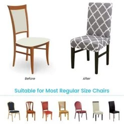 AOUGO Housse De Chaise De Salle à Manger Lot De 4 Housses De Protection Pour Chaise De Salle à Manger Courte En élasthanne Extensible Housses De Protection De Chaise Amovibles Pour Salle à Manger, Mariage, Banquet (gris + Blanc) 11 AOUGO Housse De Chaise De Salle à Manger Lot De 4 Housses De Protection Pour Chaise De Salle à Manger Courte En élasthanne Extensible Housses De Protection De Chaise Amovibles Pour Salle à Manger, Mariage, Banquet (gris + Blanc) -banc et tabouret Soldes Boutique 67704519 5