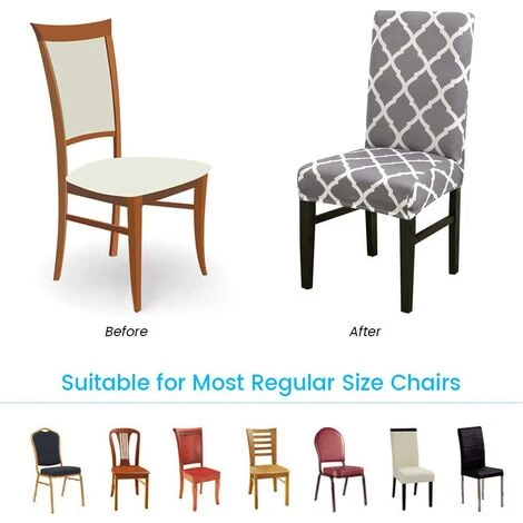 AOUGO Housse De Chaise De Salle à Manger Lot De 4 Housses De Protection Pour Chaise De Salle à Manger Courte En élasthanne Extensible Housses De Protection De Chaise Amovibles Pour Salle à Manger, Mariage, Banquet (gris + Blanc) 7 AOUGO Housse De Chaise De Salle à Manger Lot De 4 Housses De Protection Pour Chaise De Salle à Manger Courte En élasthanne Extensible Housses De Protection De Chaise Amovibles Pour Salle à Manger, Mariage, Banquet (gris + Blanc) – Image 5