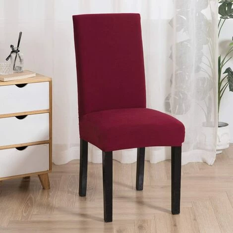 AOUGO Housses De Chaise De Salle à Manger Housses De Chaise De Salle à Manger Extensibles Housses De Protection De Chaise Amovibles Et Lavables Pour Salle à Manger, Maison, Banquet, Hôtel (rouge, Lot De 2) 4 AOUGO Housses De Chaise De Salle à Manger Housses De Chaise De Salle à Manger Extensibles Housses De Protection De Chaise Amovibles Et Lavables Pour Salle à Manger, Maison, Banquet, Hôtel (rouge, Lot De 2) – Image 2