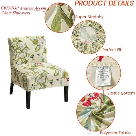 AOUGO 2 Pièces Housse De Chaise Sans Accoudoirs Imprimée Housse De Chaise D'appoint Sans Accoudoirs Amovible Housse De Chaise D'appoint Amovible Pour Salon, Salle à Manger, Chaise D'appoint Sans Accoudoirs D'hôtel,16 4 AOUGO 2 Pièces Housse De Chaise Sans Accoudoirs Imprimée Housse De Chaise D'appoint Sans Accoudoirs Amovible Housse De Chaise D'appoint Amovible Pour Salon, Salle à Manger, Chaise D'appoint Sans Accoudoirs D'hôtel,16 – Image 2
