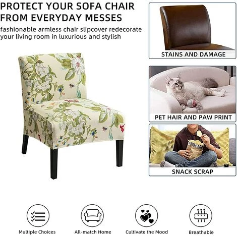AOUGO 2 Pièces Housse De Chaise Sans Accoudoirs Imprimée Housse De Chaise D'appoint Sans Accoudoirs Amovible Housse De Chaise D'appoint Amovible Pour Salon, Salle à Manger, Chaise D'appoint Sans Accoudoirs D'hôtel,16 5 AOUGO 2 Pièces Housse De Chaise Sans Accoudoirs Imprimée Housse De Chaise D'appoint Sans Accoudoirs Amovible Housse De Chaise D'appoint Amovible Pour Salon, Salle à Manger, Chaise D'appoint Sans Accoudoirs D'hôtel,16 – Image 3