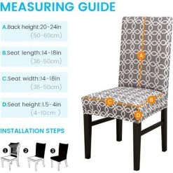 AOUGO Housses De Chaise De Salle à Manger Housses De Chaise De Salle à Manger à Dossier Haut En élasthanne Extensible Ensemble De Housses De Protection Décoratives Housses De Siège De Chaise Amovibles Pour Salle à Manger Banquet De Mariage (Grey-03, 4 Pack) -banc et tabouret Soldes Boutique 67704643 4