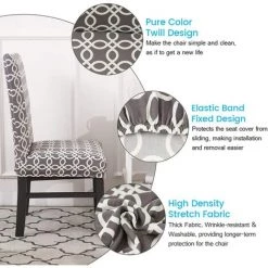 AOUGO Housses De Chaise De Salle à Manger Housses De Chaise De Salle à Manger à Dossier Haut En élasthanne Extensible Ensemble De Housses De Protection Décoratives Housses De Siège De Chaise Amovibles Pour Salle à Manger Banquet De Mariage (Grey-03, 4 Pack) -banc et tabouret Soldes Boutique 67704643 5