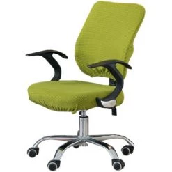 CSPARKV Housse De Chaise De Bureau Housse De Tabouret Fendu Housse De Dossier Housse De Chaise Pivotante élastique Marron Ensemble Complet (housse De Dossier + Housse De Coussin)