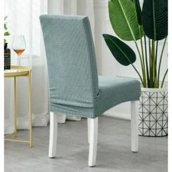 CSPARKV Housse De Chaise Une Pièce En Velours Polaire épaissi élastique Hôtel Restaurant Restaurant Housse De Chaise Anti-salissure Housse De Tabouret Vert Dos Bas S [35-45cm] + Régulier M [45-55cm] 2 à Vendre -banc et tabouret Soldes Boutique 67716154 5