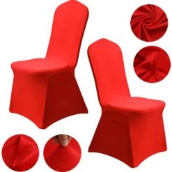 CSPARKV Couverture De Chaise De Salle à Manger Haut De Gamme Décoration De Fête De Mariage Tout Compris Une Pièce Spandex Blanc Housse De Chaise Housse De Chaise élastique Housse De Chaise Big Red Square Foot 2pcs à Vendre