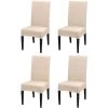 FLYME Housses De Chaise Ensemble De 4 Housses De Chaise Beige Élastique Et Durable Housse De Chaise Siège Facile à Entretenir Et -banc et tabouret Soldes Boutique 67808583 1