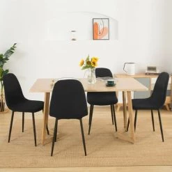 FLYME Housse De Chaise De Salle à Manger Housse De Chaise Extensible Couverture De Chaise Pour Cuisine,Salon, Bureau, Salle à Manger(noir,4 Pieces) -banc et tabouret Soldes Boutique 67811946 5