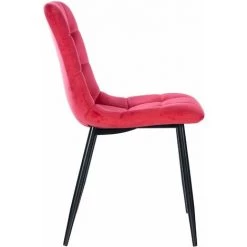 CLP Chaise De Salle à Manger Antibes En Velours Avec Pieds En Métal Noir Rouge -banc et tabouret Soldes Boutique 67870192 3