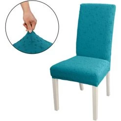 SUPERSELLER Mobilier D'intérieur Housse De Chaise De Salle à Manger, Housse De Chaise Amovible Très Extensible, Housse De Protection De Siège De Chaise Lavable, Motif Jacquard, Housse De Chaise Pour La Cérémonie De Mariage à La Maison, Hôtel, Bleu Canard - Paon Bleu