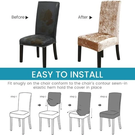 ECHOO Lot De 6 Housses De Chaise De Salle à Manger En Velours écrasé, Extensibles, Amovibles Et Lavables, Housses De Chaise De Salle à Manger Super Douces Pour Housses De Siège Pour Fête De Mariage, Salle à Manger, Décoration D'intérieur (6 Pièces, Champagne) 5 ECHOO Lot De 6 Housses De Chaise De Salle à Manger En Velours écrasé, Extensibles, Amovibles Et Lavables, Housses De Chaise De Salle à Manger Super Douces Pour Housses De Siège Pour Fête De Mariage, Salle à Manger, Décoration D'intérieur (6 Pièces, Champagne) – Image 3