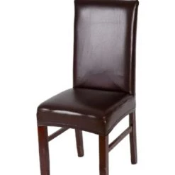 CSPARKV Accueil Élastique Ordinateur Siamois Table À Manger Chaise Dossier Couverture De Chaise Imperméable En Cuir PU Hôtel Siège Tabouret Paquet Chaise Couverture Marron Taille Régulière