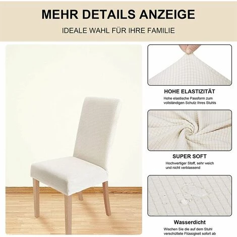 YOOUYIDA BETTE Housses De Chaise 4 Pièces , Couverture De Chaise De Salle à Manger Extensible Protection De Chaise Moderne Lavable Pour La Décoration Fête Banquets Hôtel De Bureau(Beige) 5 YOOUYIDA BETTE Housses De Chaise 4 Pièces , Couverture De Chaise De Salle à Manger Extensible Protection De Chaise Moderne Lavable Pour La Décoration Fête Banquets Hôtel De Bureau(Beige) – Image 3