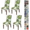 YOOUYIDA Housse De Chaise 4 Pièces Couverture De Chaise Universelle Facile à Nettoyer Et Durable Pour Hôtels, Fêtes, Maison, Restaurants, Cuisines (Feuille Verte, 4 Pièces)