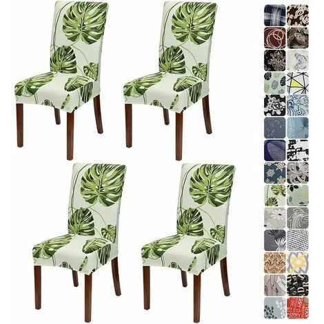 YOOUYIDA Housse De Chaise 4 Pièces Couverture De Chaise Universelle Facile à Nettoyer Et Durable Pour Hôtels, Fêtes, Maison, Restaurants, Cuisines (Feuille Verte, 4 Pièces) 3 YOOUYIDA Housse De Chaise 4 Pièces Couverture De Chaise Universelle Facile à Nettoyer Et Durable Pour Hôtels, Fêtes, Maison, Restaurants, Cuisines (Feuille Verte, 4 Pièces)