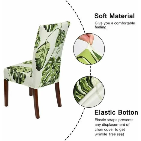 YOOUYIDA Housse De Chaise 4 Pièces Couverture De Chaise Universelle Facile à Nettoyer Et Durable Pour Hôtels, Fêtes, Maison, Restaurants, Cuisines (Feuille Verte, 4 Pièces) 4 YOOUYIDA Housse De Chaise 4 Pièces Couverture De Chaise Universelle Facile à Nettoyer Et Durable Pour Hôtels, Fêtes, Maison, Restaurants, Cuisines (Feuille Verte, 4 Pièces) – Image 2