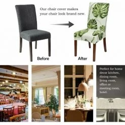 YOOUYIDA Housse De Chaise 4 Pièces Couverture De Chaise Universelle Facile à Nettoyer Et Durable Pour Hôtels, Fêtes, Maison, Restaurants, Cuisines (Feuille Verte, 4 Pièces) 11 YOOUYIDA Housse De Chaise 4 Pièces Couverture De Chaise Universelle Facile à Nettoyer Et Durable Pour Hôtels, Fêtes, Maison, Restaurants, Cuisines (Feuille Verte, 4 Pièces) -banc et tabouret Soldes Boutique 67896735 5
