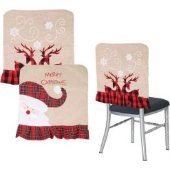 YIENJAOY AGILITY Housse De Chaise Noël 2 Pcs Housses De Chaise De Salle à Manger Décoration Pour Salle à Manger Dîner Xmas Couverture De Chaise Décoration Chaise Pour Noël, Banquet, Décoration De Cuisine