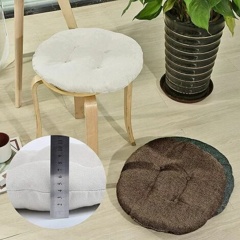 ENLENK Rond Coussin De Chaise Galette De Chaise Pour Maison Bureau Jardin Coussin Decoratif Pour Terrasse Tatami Siège Intérieur Extérieur, Beige 40 * 40cm 5 ENLENK Rond Coussin De Chaise Galette De Chaise Pour Maison Bureau Jardin Coussin Decoratif Pour Terrasse Tatami Siège Intérieur Extérieur, Beige 40 * 40cm – Image 3