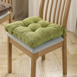 ILOVEMILAN Coussin De Chaise D'extérieur à Lacets 43,2 X 43,2 Cm Coussin De Siège Carré Tufté Oreiller De Terrasse Pour Bureau, Canapé, Salle à Manger, Cuisine, Vert